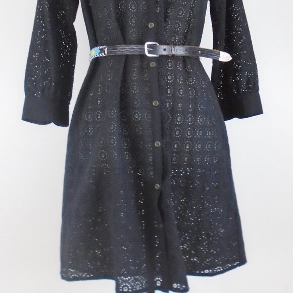 TWELFTH STREET by Cynthia Vincent black eyelet beach coverup dress XS/S - Picture 2 of 7